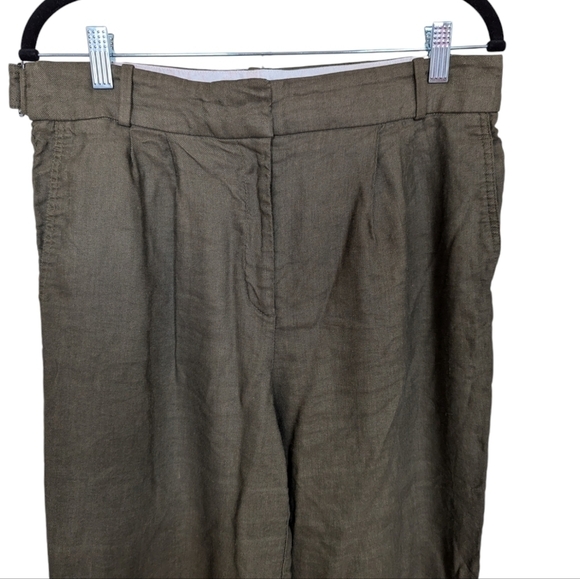 Reiss linen blend pants olive green sz 8 - Picture 3 of 12